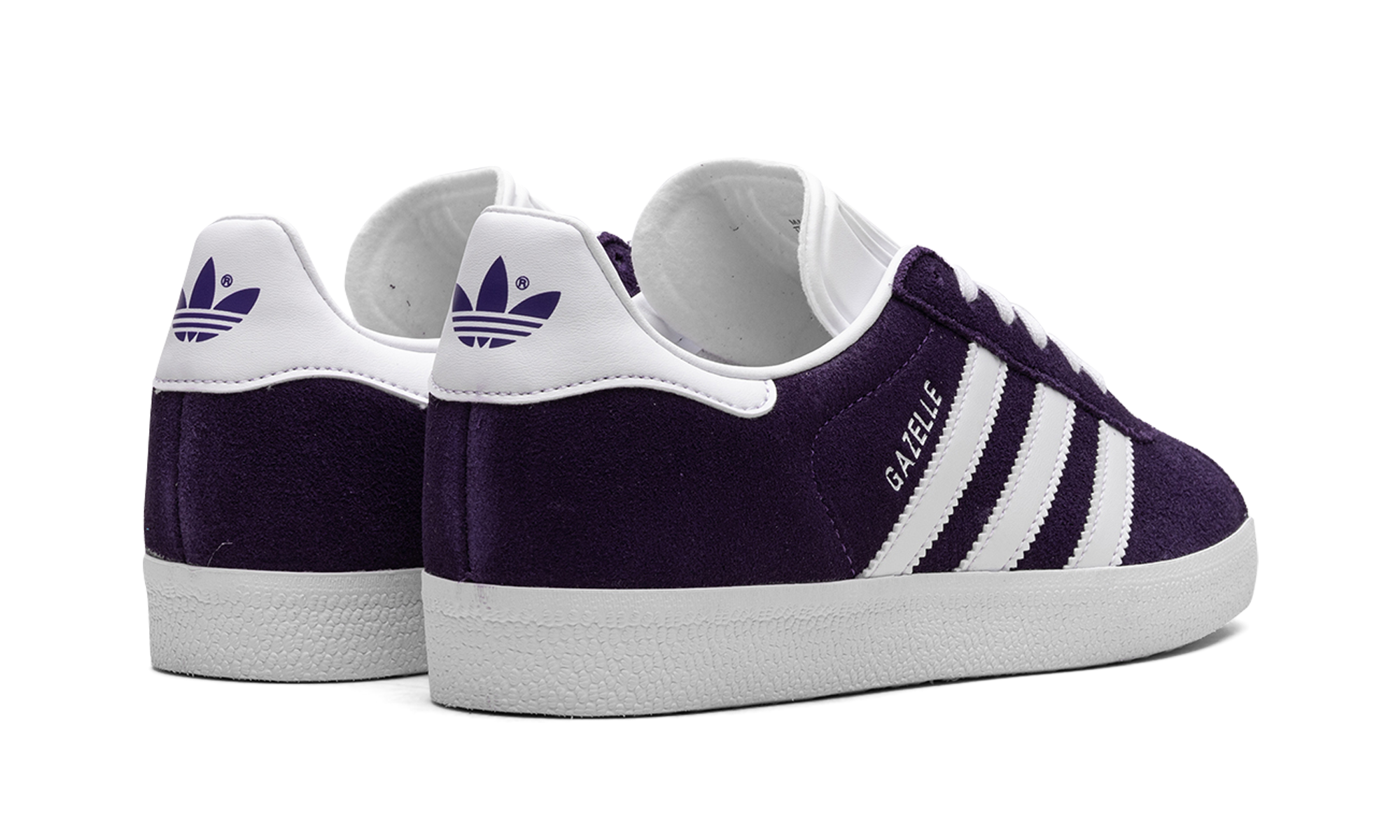 adidas gazelle rich purple+FX5496+diagnol right behind view