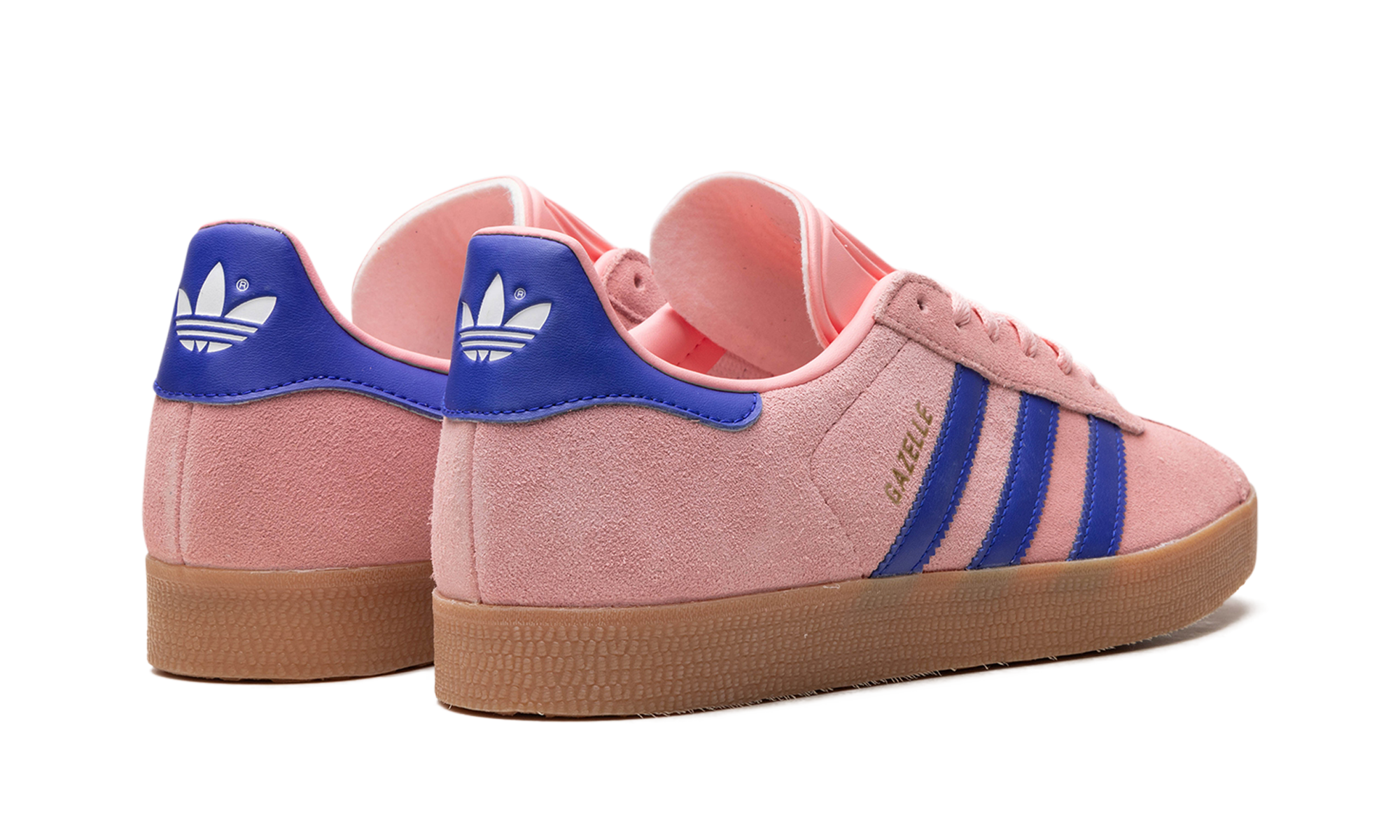 adidas gazelle semi pink spark lucid blue+JI2077+diagnol right behind view