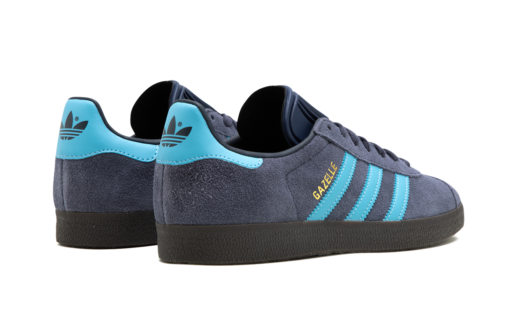 adidas gazelle shadow navy gum+IG4988+diagnol right behind view