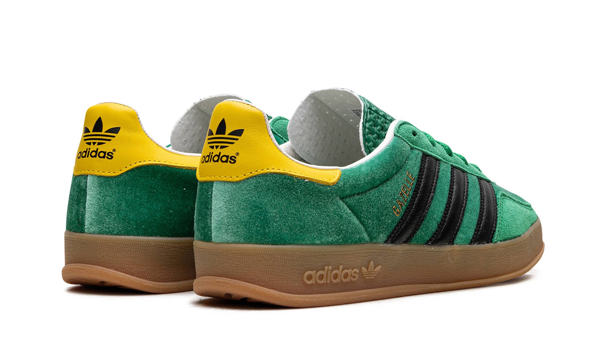 adidas gazelle size exclusive green yellow+IH3310+diagnol right behind view