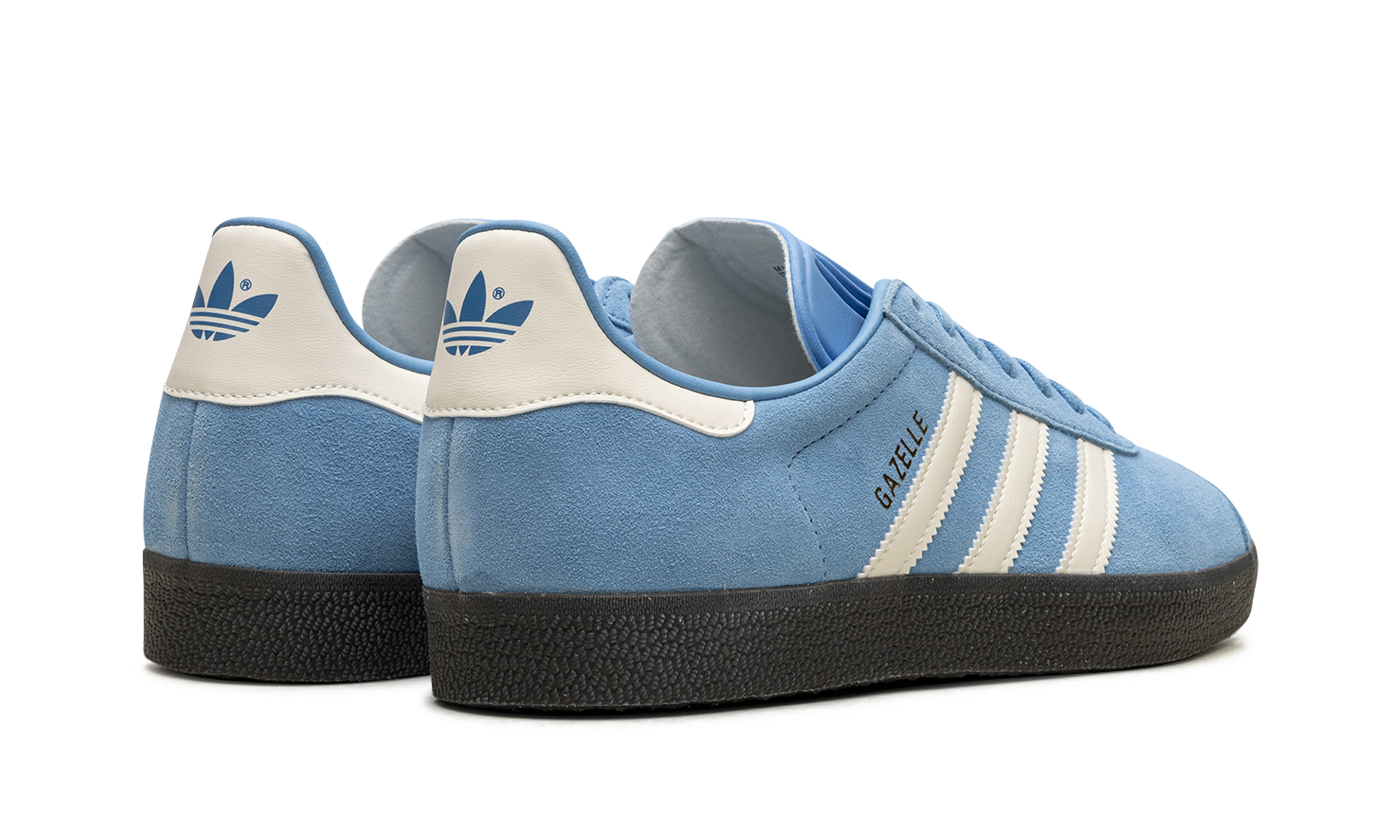 adidas gazelle sky blue+ID6104+diagnol right behind view