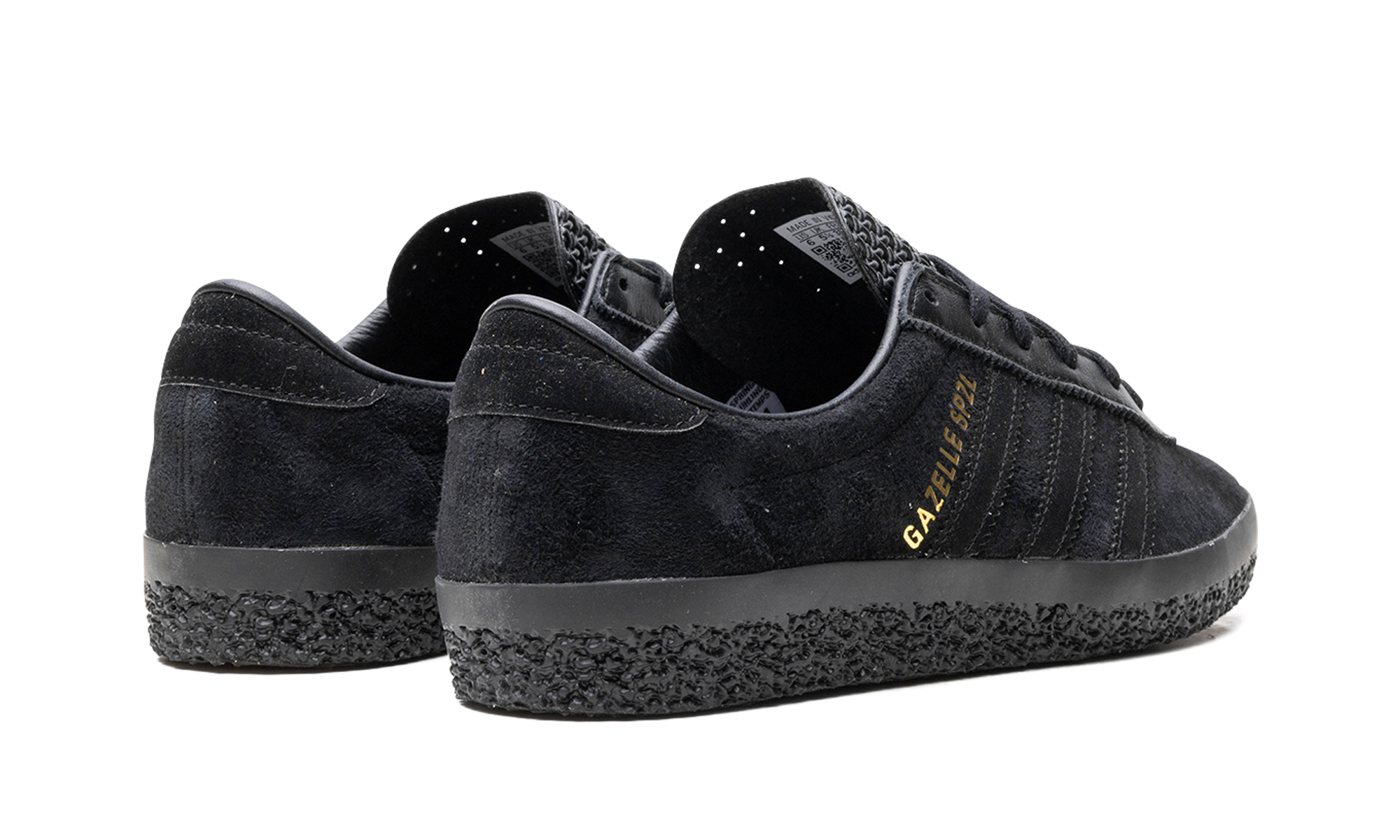 adidas gazelle spzl black+IG8939+diagnol right behind view
