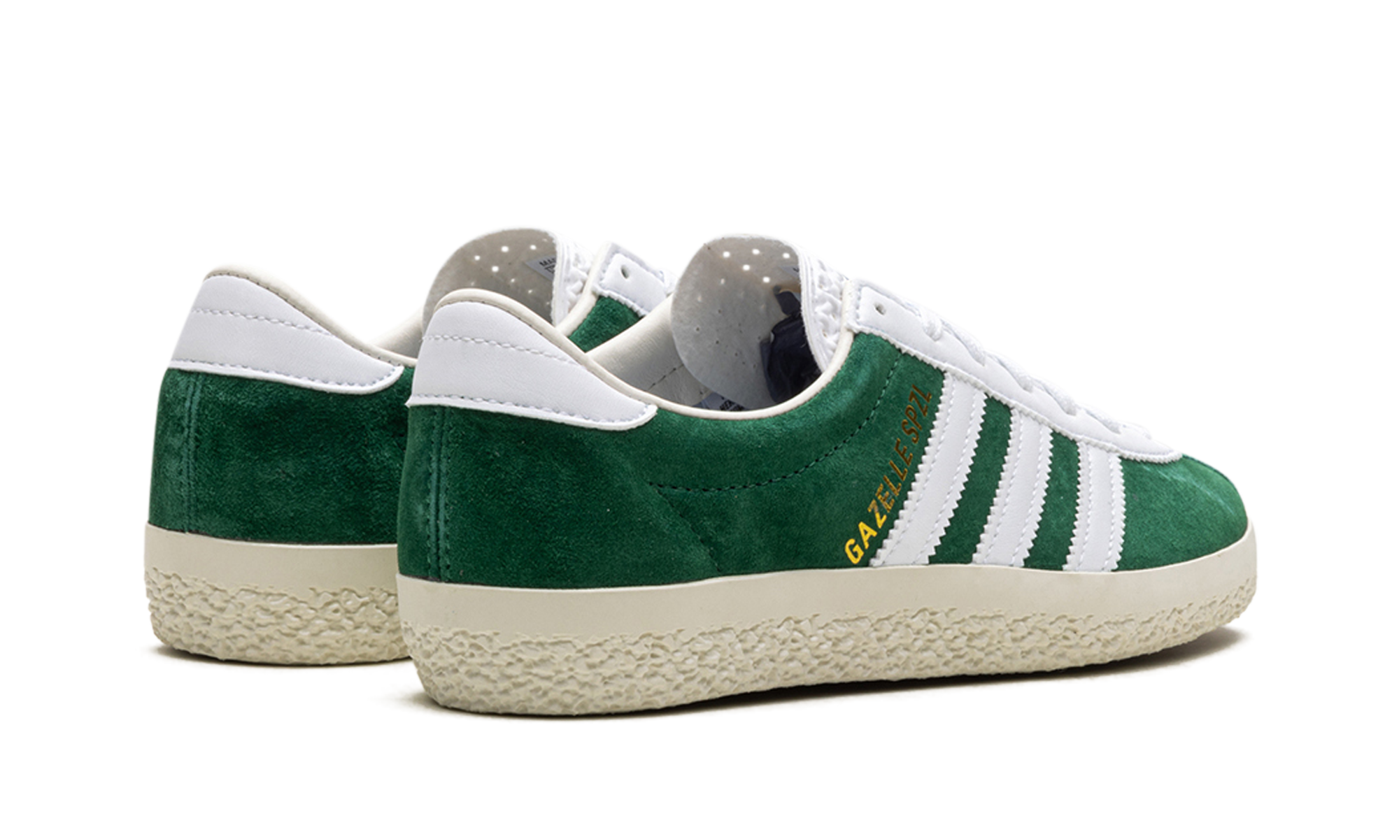 adidas gazelle spzl dark green white+IF5787+diagnol right behind view