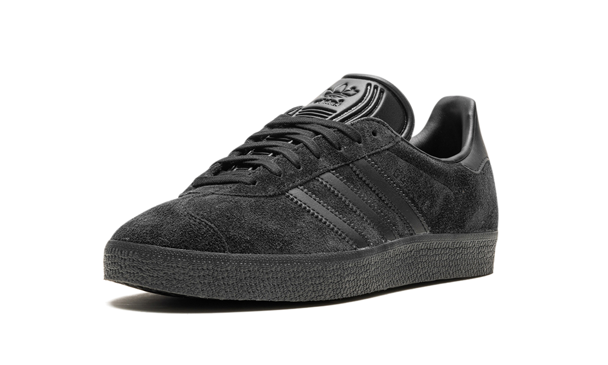 adidas gazelle triple black+CQ2809+left diagnol single view