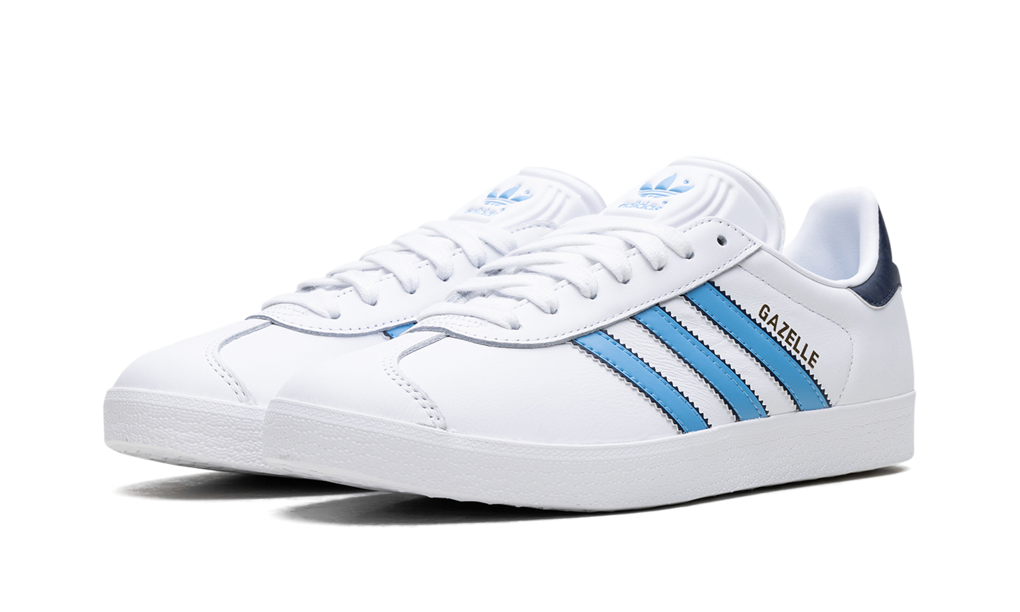 adidas gazelle white semi blue burst+IG6210+diagnol left view