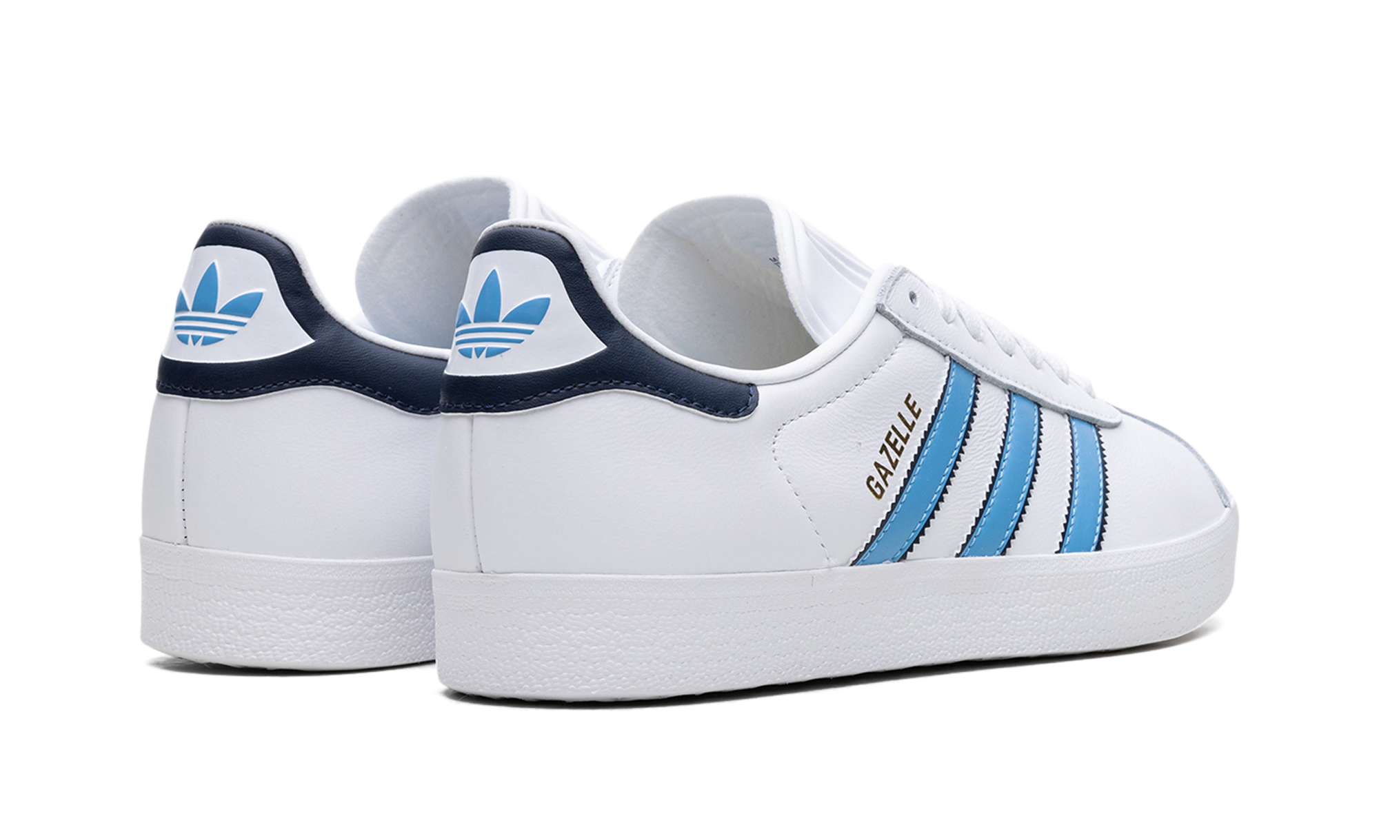 adidas gazelle white semi blue burst+IG6210+diagnol right behind view