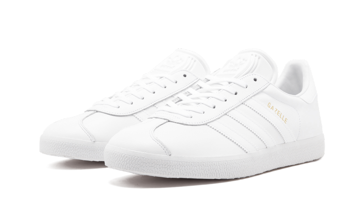 adidas gazelle white white gold metallic+BB5498+diagnol left view