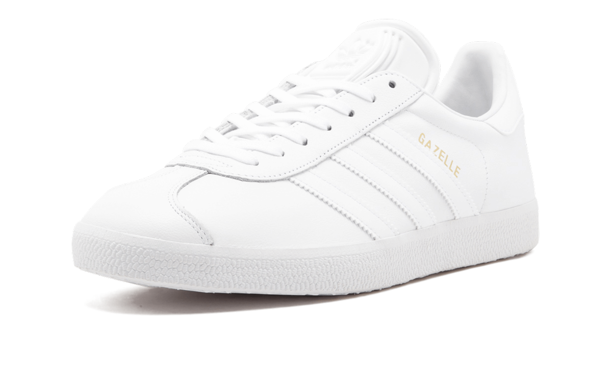 adidas gazelle white white gold metallic+BB5498+left diagnol single view