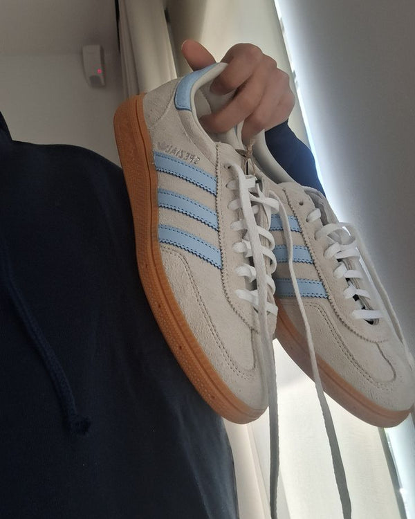 adidas Handball Spezial Alumina Clear Sky (Women's), Lifestyle View 2, SKU JS0241