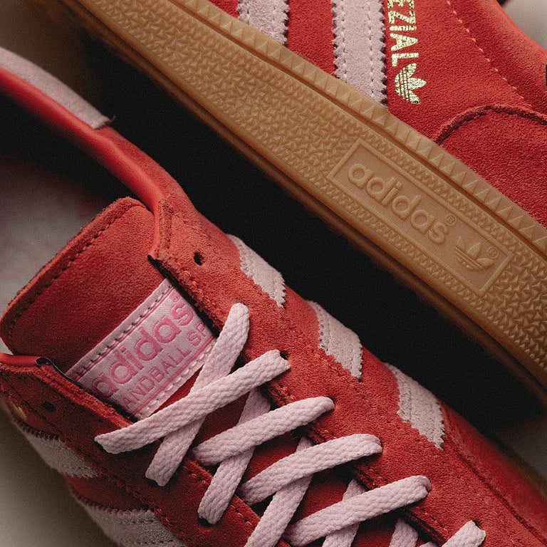 adidas Handball Spezial Bright Red Clear Pink (Women's), Lifestyle View 3, SKU IE5894