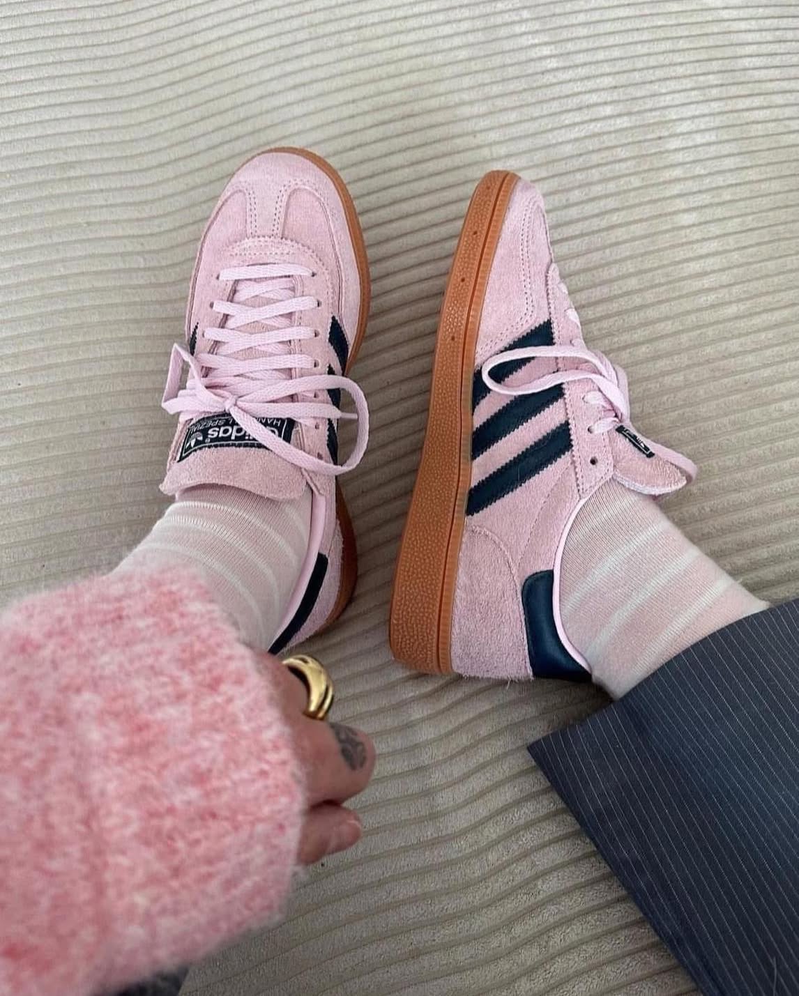 adidas Handball Spezial Clear Pink Arctic Night (Women's), Lifestyle View 1, SKU IF6561
