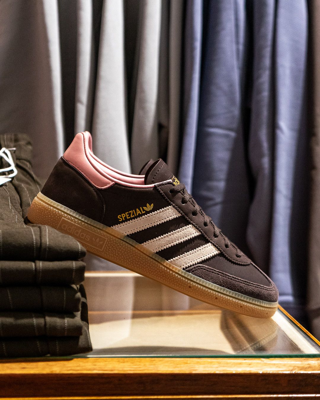 adidas Handball Spezial Dark Brown Wonder Mauve (Women's), Lifestyle View 3, SKU JR0852