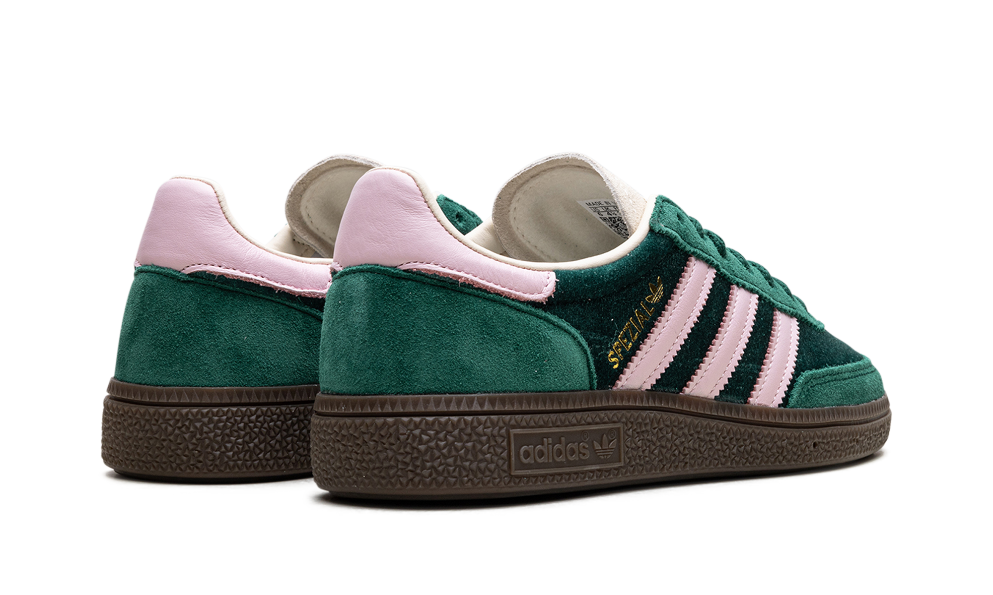 adidas handball spezial green pink velvet women s+JI2648+diagnol right behind view