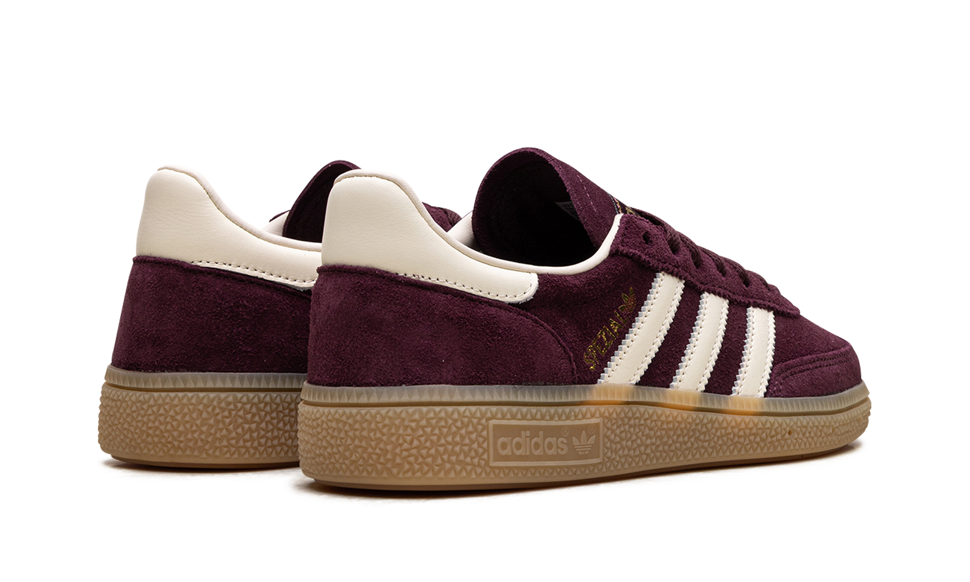 adidas handball spezial maroon cream white women s+JP8726+diagnol right behind view