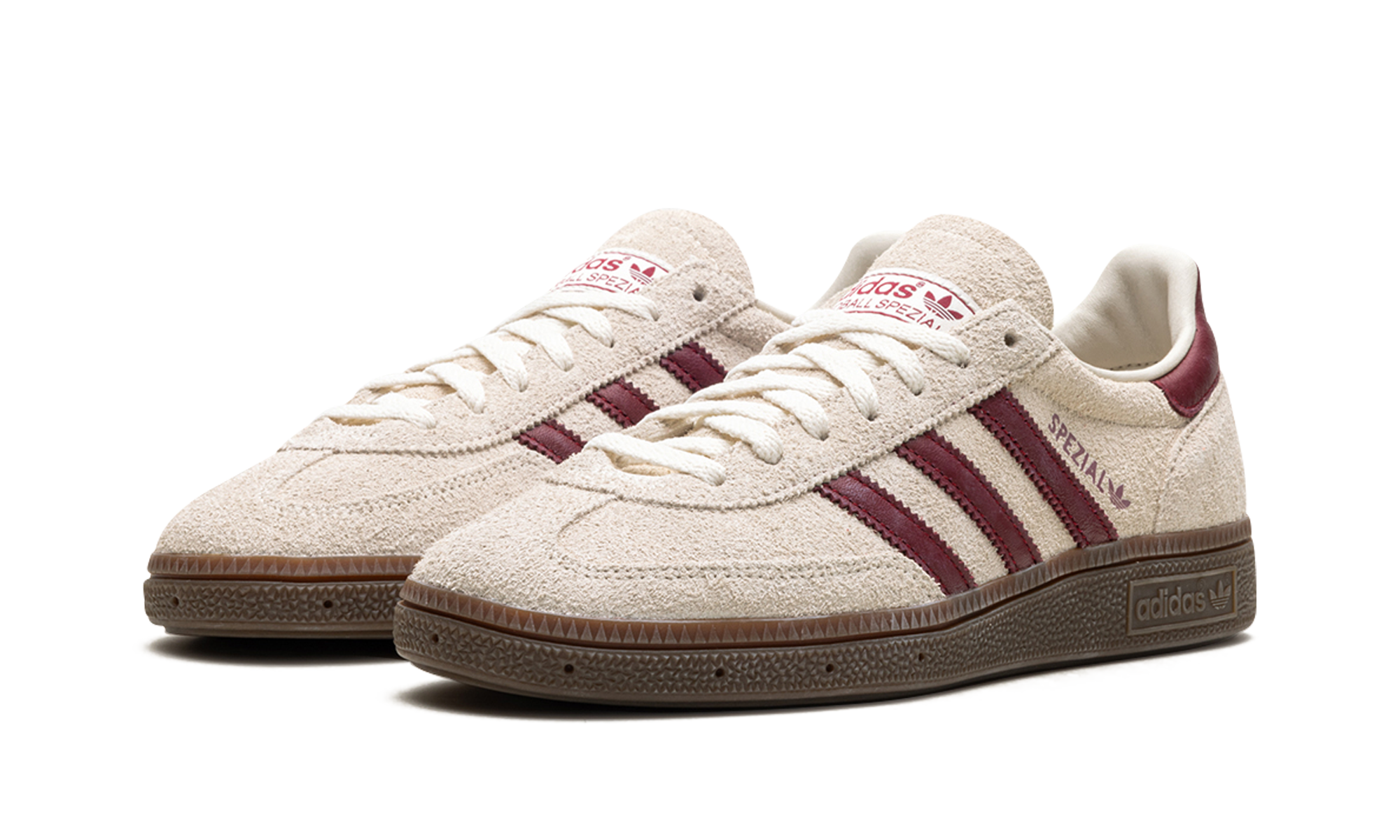 adidas handball spezial off white collegiate burgundy women s+JH8699+diagnol left view