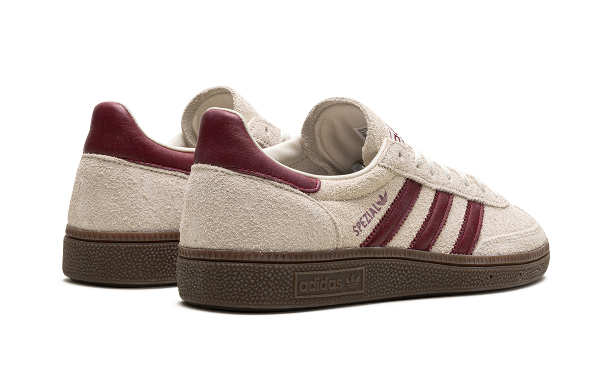 adidas handball spezial off white collegiate burgundy women s+JH8699+diagnol right behind view
