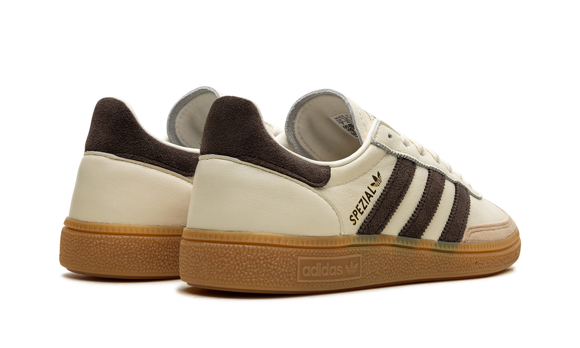 adidas handball spezial off white dark brown+IE3709+diagnol right behind view