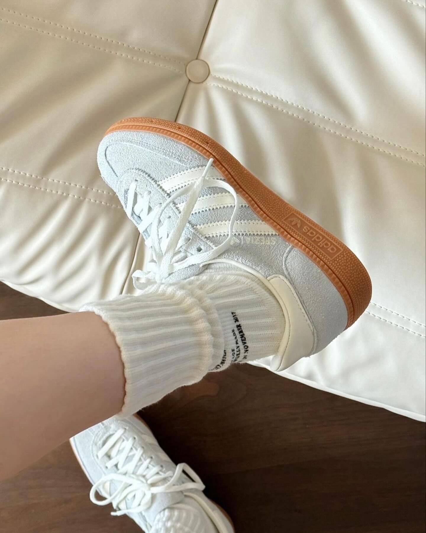 adidas Handball Spezial Wonder Silver Gum (Women's), Lifestyle View 1, SKU IF6491
