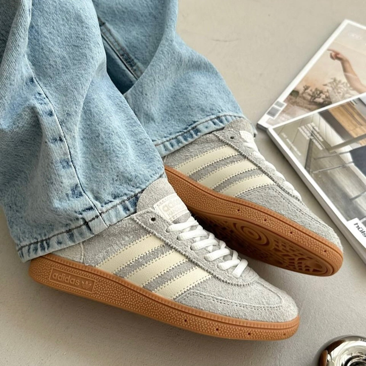 adidas Handball Spezial Wonder Silver Gum (Women's), Lifestyle View 6, SKU IF6491