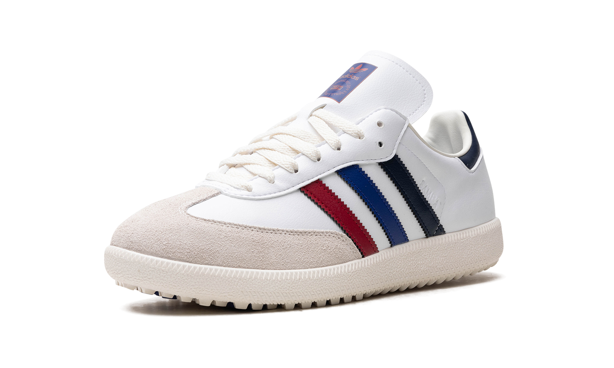 adidas samba golf kith red blue navy+JH8176+left diagnol single view
