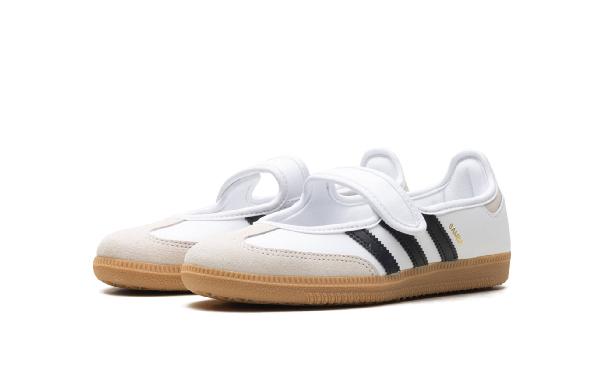 adidas samba jane white black gum gs+JR7436+diagnol left view
