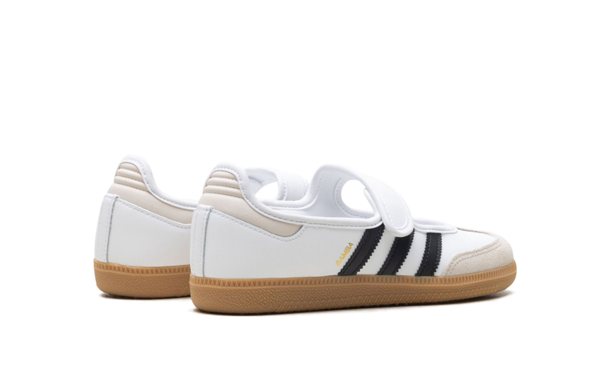 adidas samba jane white black gum gs+JR7436+diagnol right behind view