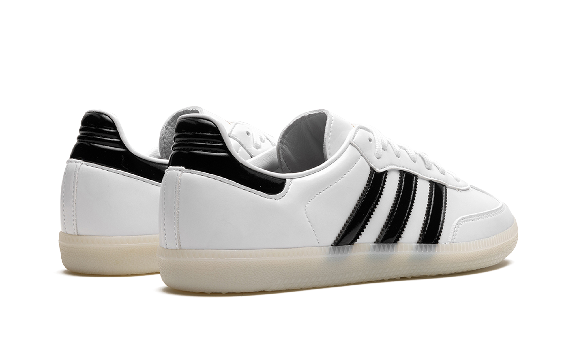 adidas samba jason dill white black patent+IE5158+diagnol right behind view