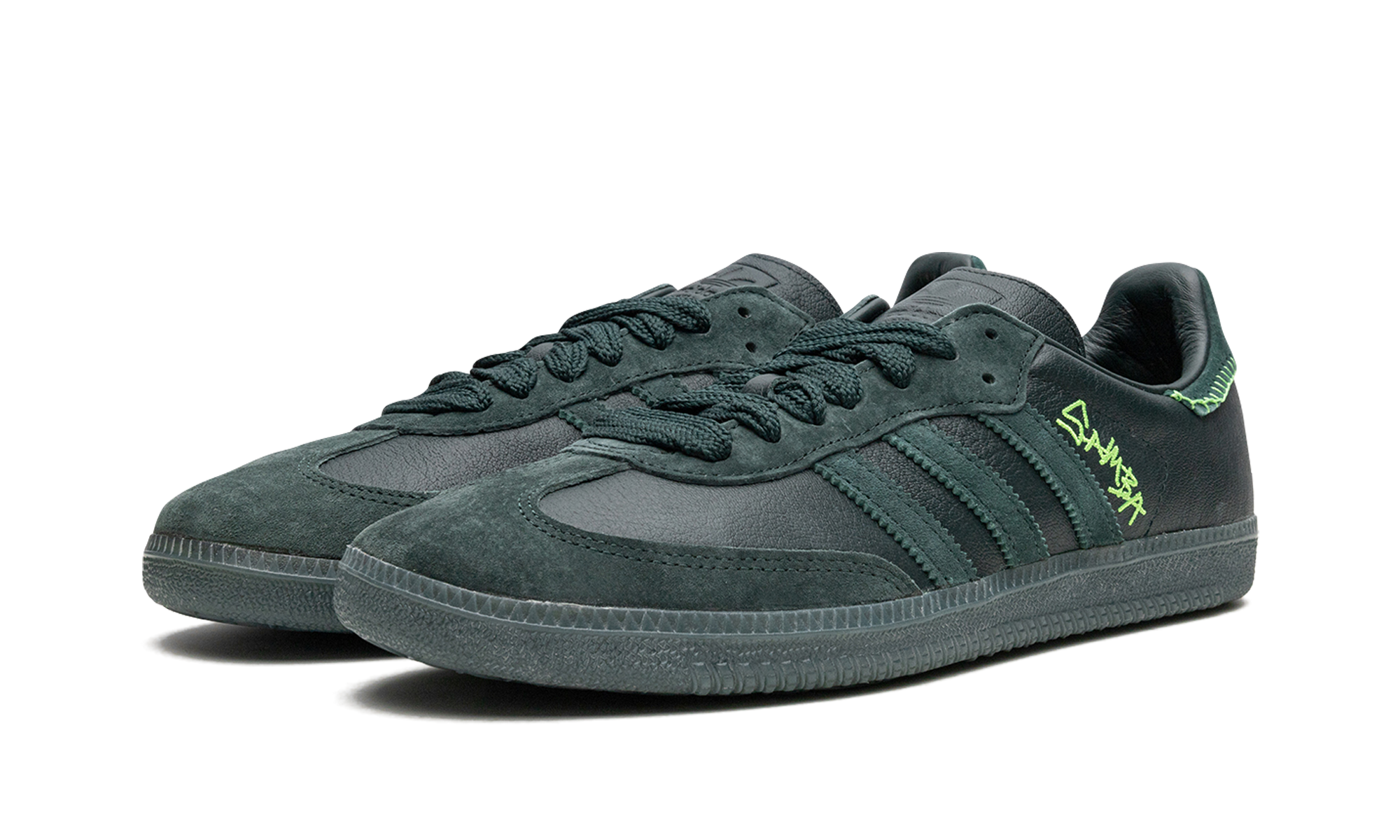 adidas samba jonah hill green+FW7458+diagnol left view