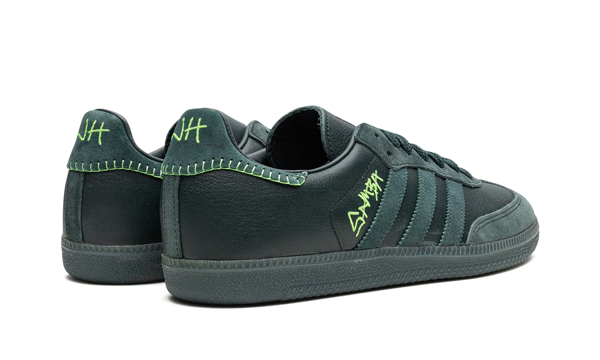 adidas samba jonah hill green+FW7458+diagnol right behind view
