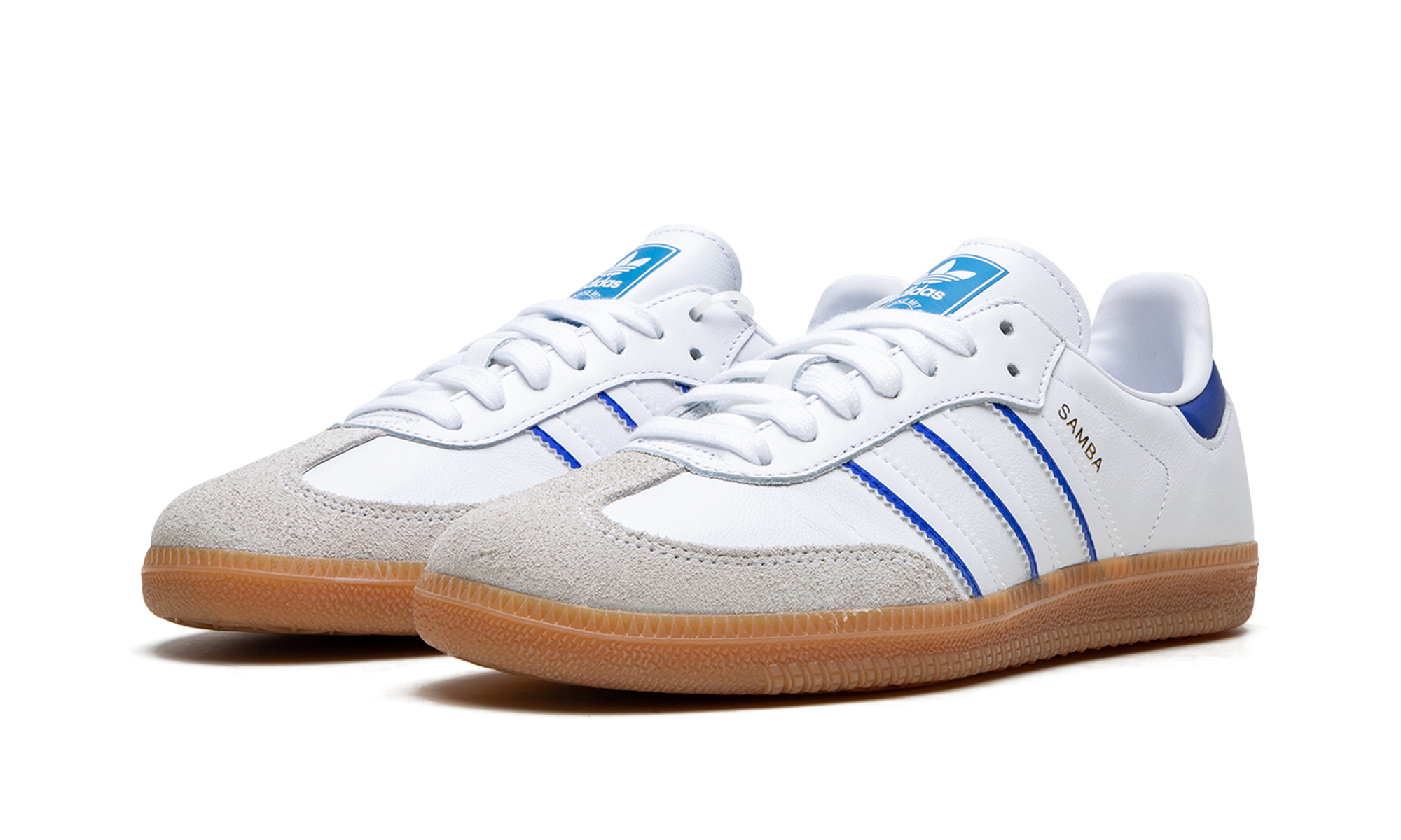 adidas samba leather cloud white lucid blue+IG2339+diagnol left view