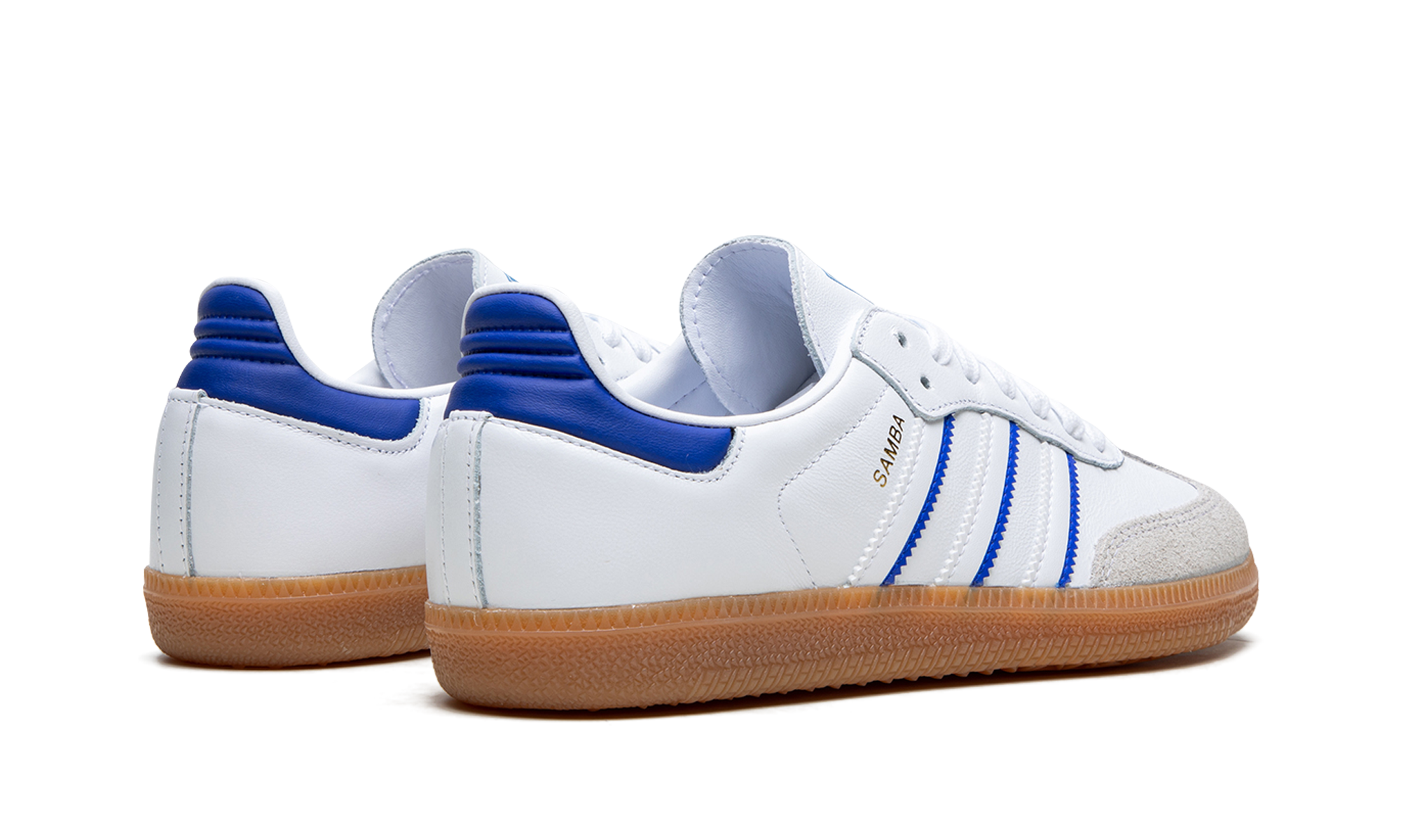 adidas samba leather cloud white lucid blue+IG2339+diagnol right behind view