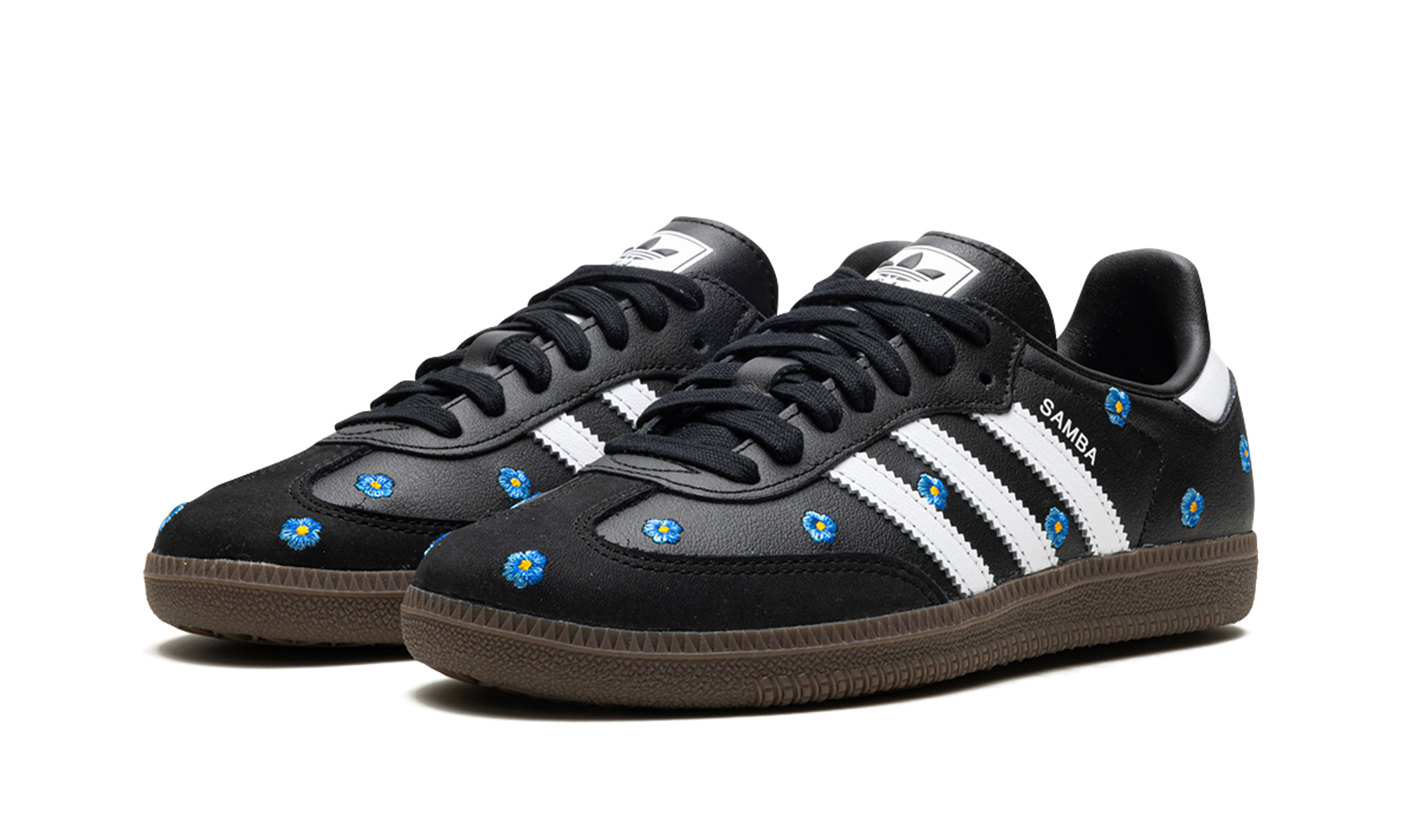 adidas samba light blue floral core black women s+IF4397+diagnol left view