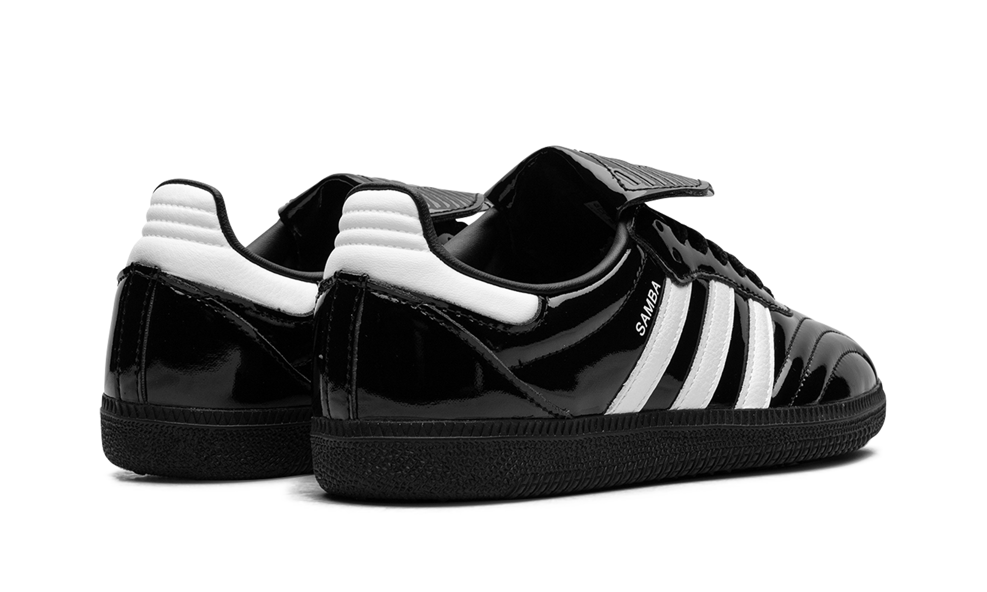 adidas samba lt core black patent leather women s+JI2707+diagnol right behind view