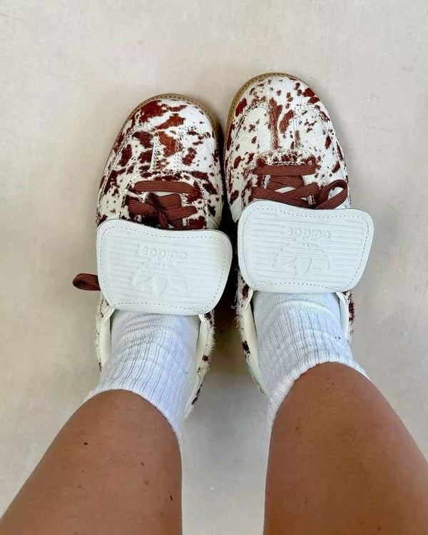 adidas Samba LT Cow Print Brown White (Women's), Lifestyle View 3, SKU JS3931