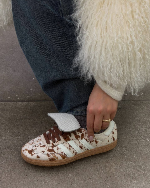 adidas Samba LT Cow Print Brown White (Women's), Lifestyle View 6, SKU JS3931