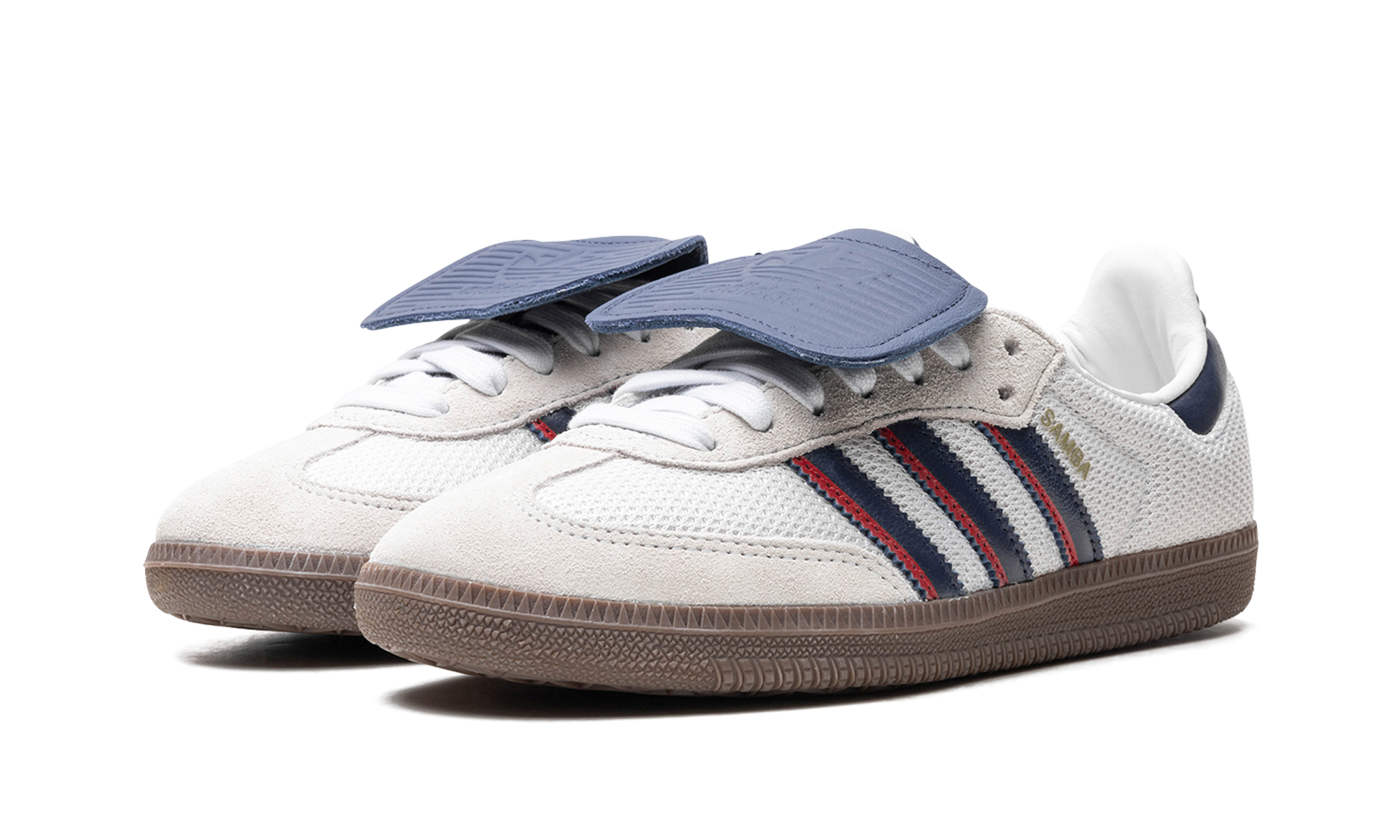 adidas samba lt crystal white dark blue+IE9169+diagnol left view