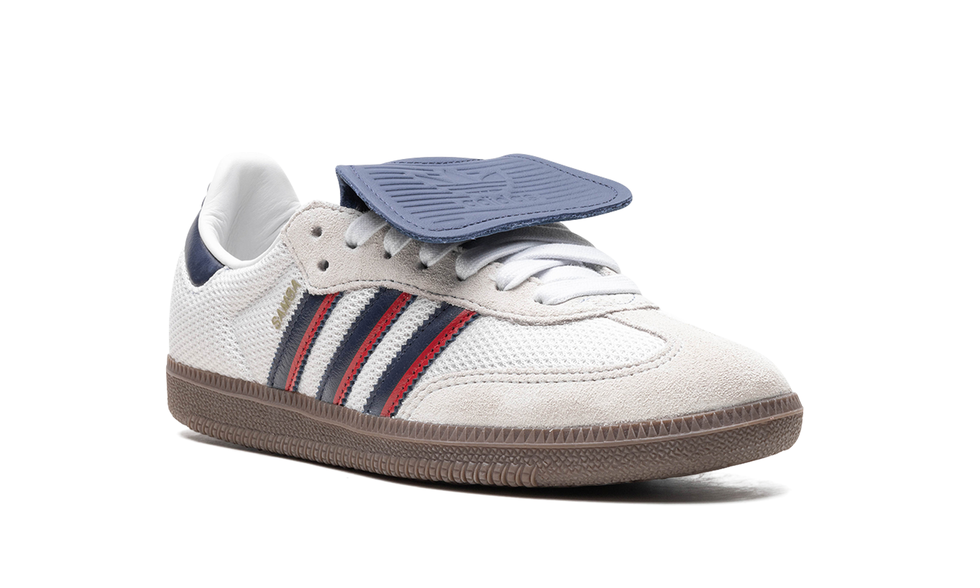 adidas samba lt crystal white dark blue+IE9169+diagnol right view