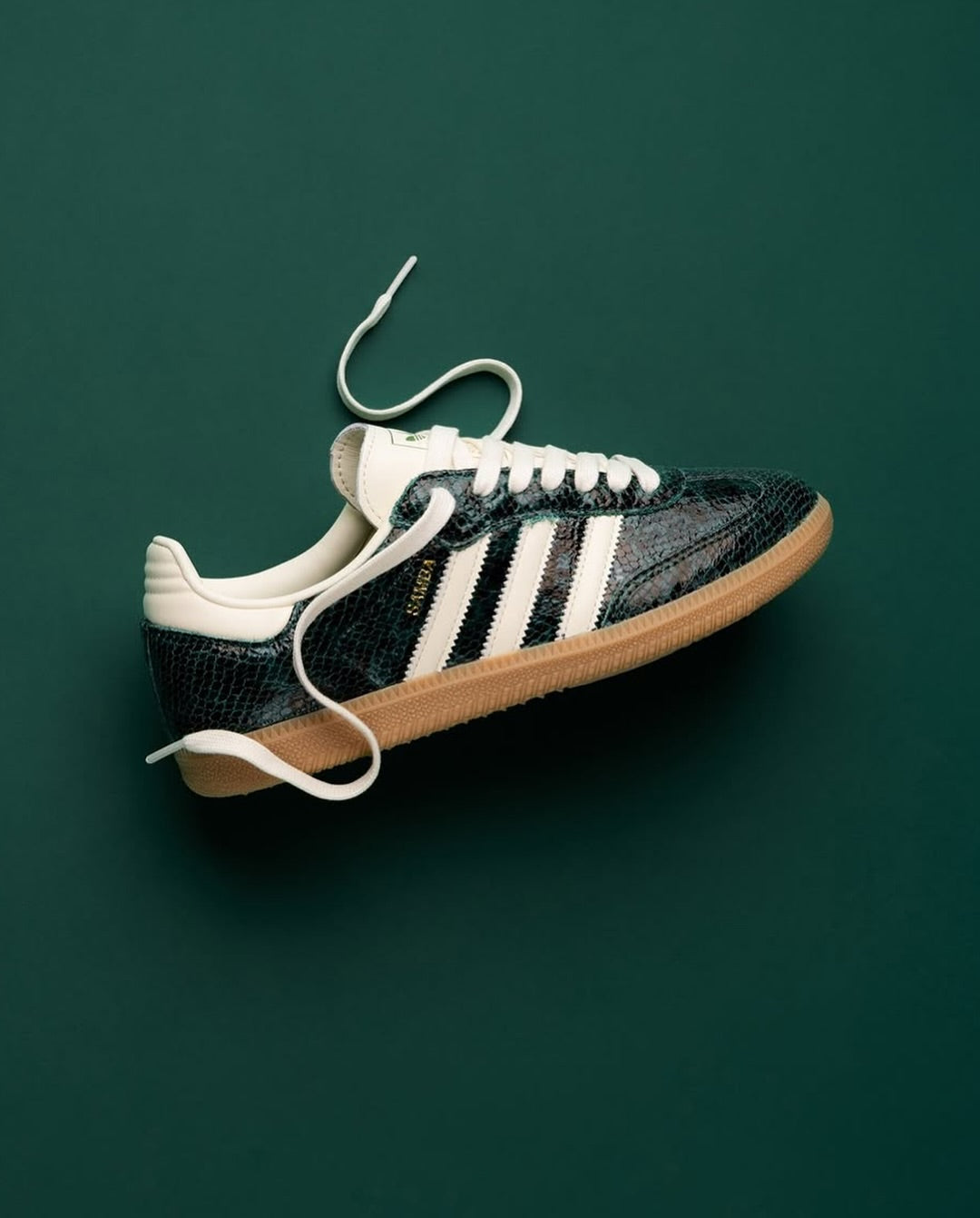 adidas Samba OG Black Cream White Collegiate Green, Lifestyle View 3, SKU JR8848