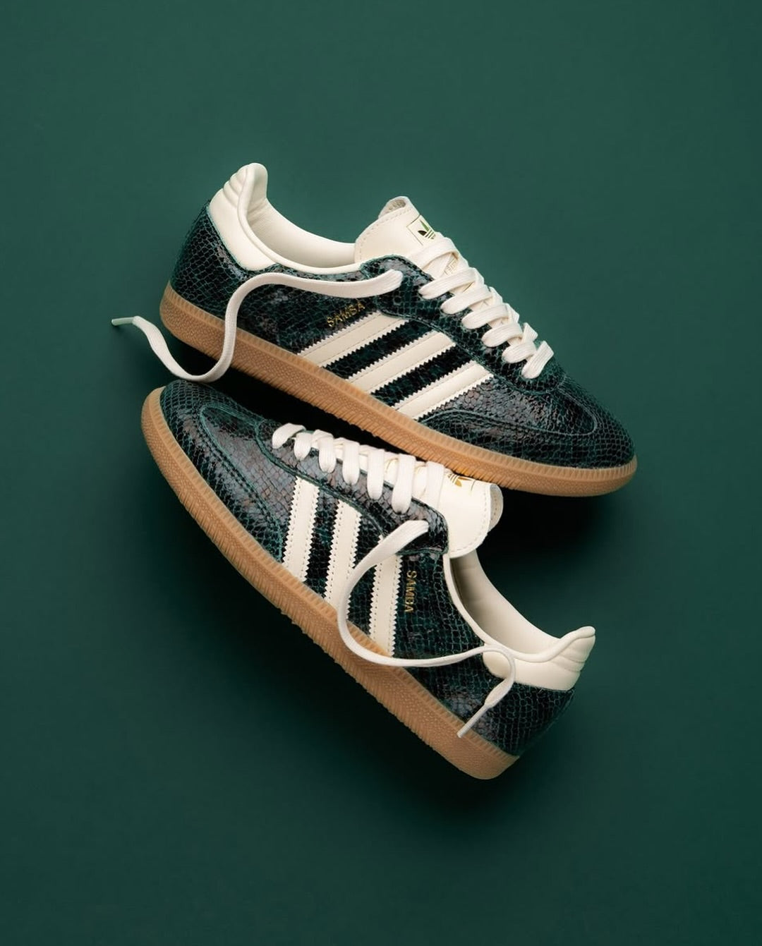 adidas Samba OG Black Cream White Collegiate Green, Lifestyle View 1, SKU JR8848