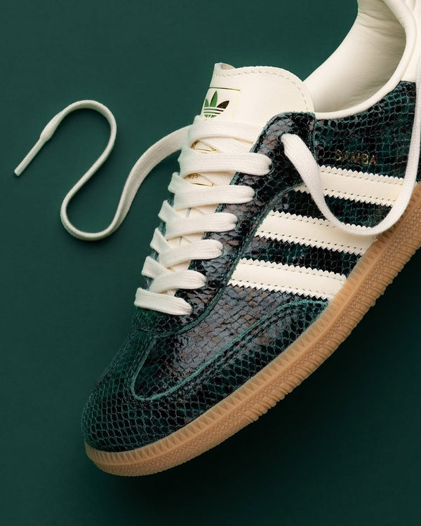 adidas Samba OG Black Cream White Collegiate Green, Lifestyle View 2, SKU JR8848