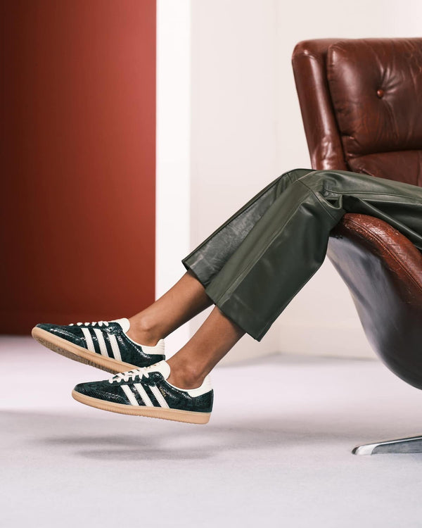 adidas Samba OG Black Cream White Collegiate Green, Lifestyle View 4, SKU JR8848