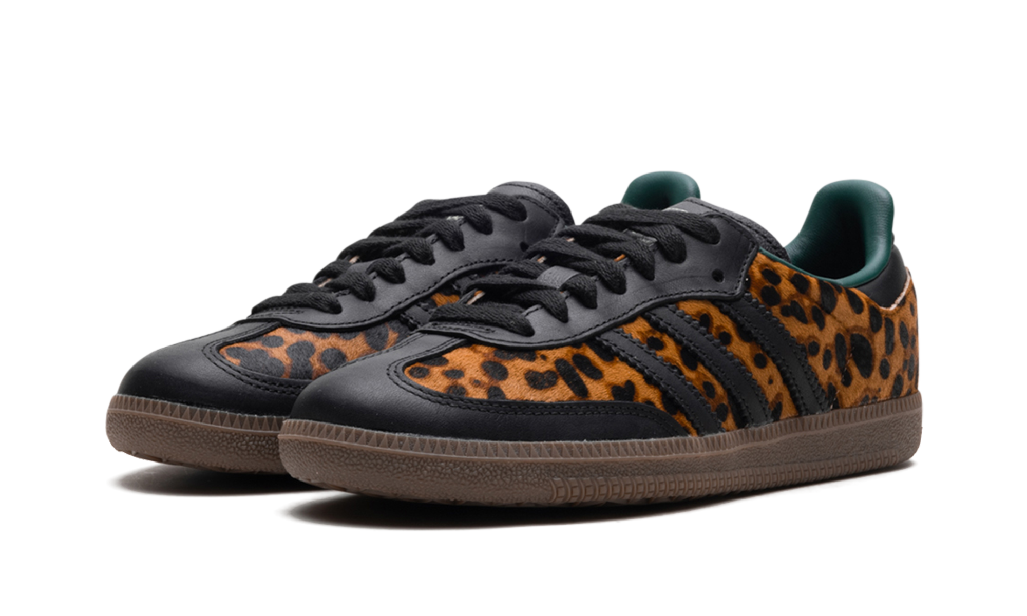 adidas samba og black green leopard women s+JI2735+diagnol left view