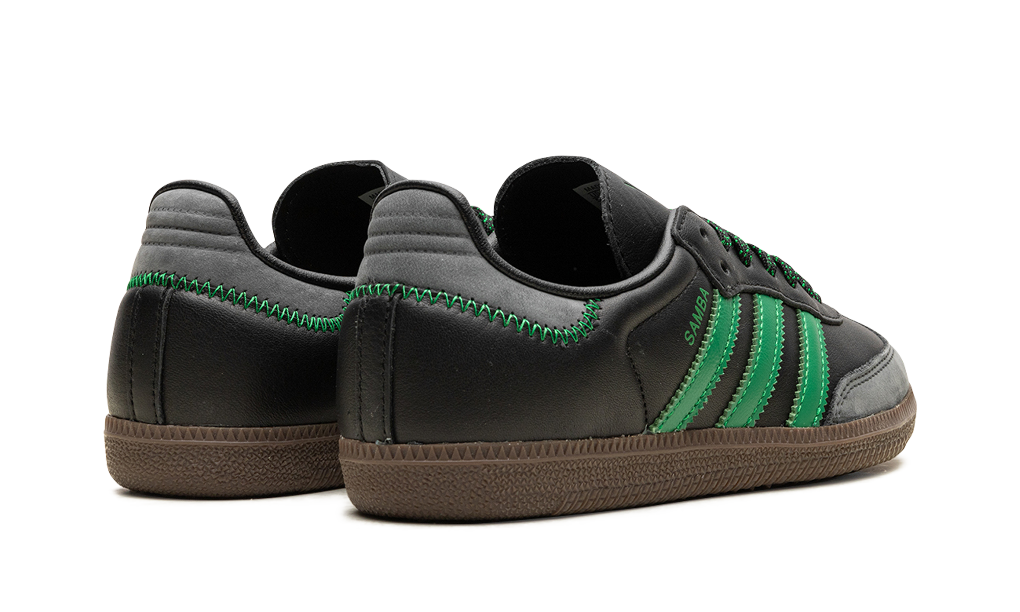 adidas samba og black green women s+IE6520+diagnol right behind view