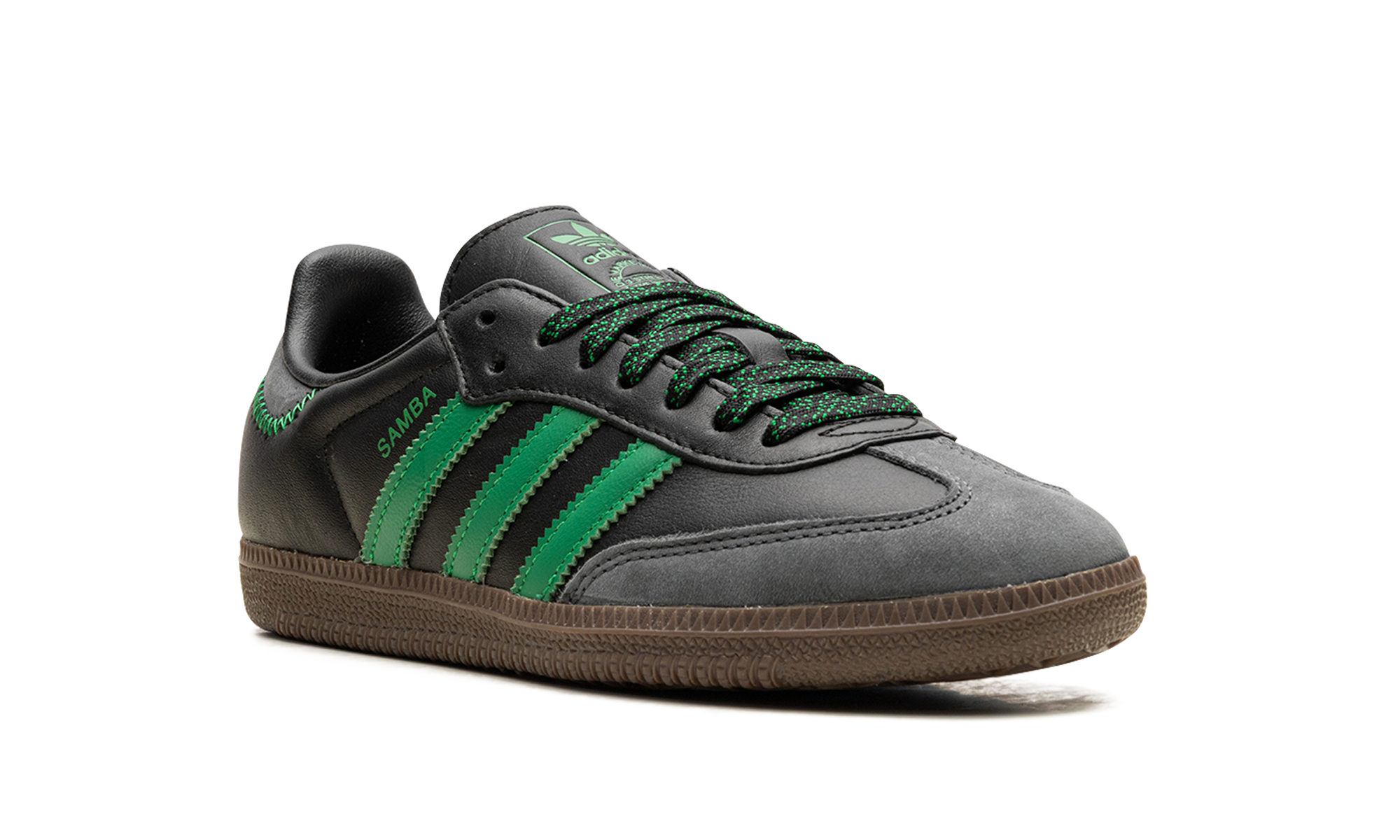 adidas samba og black green women s+IE6520+diagnol right view