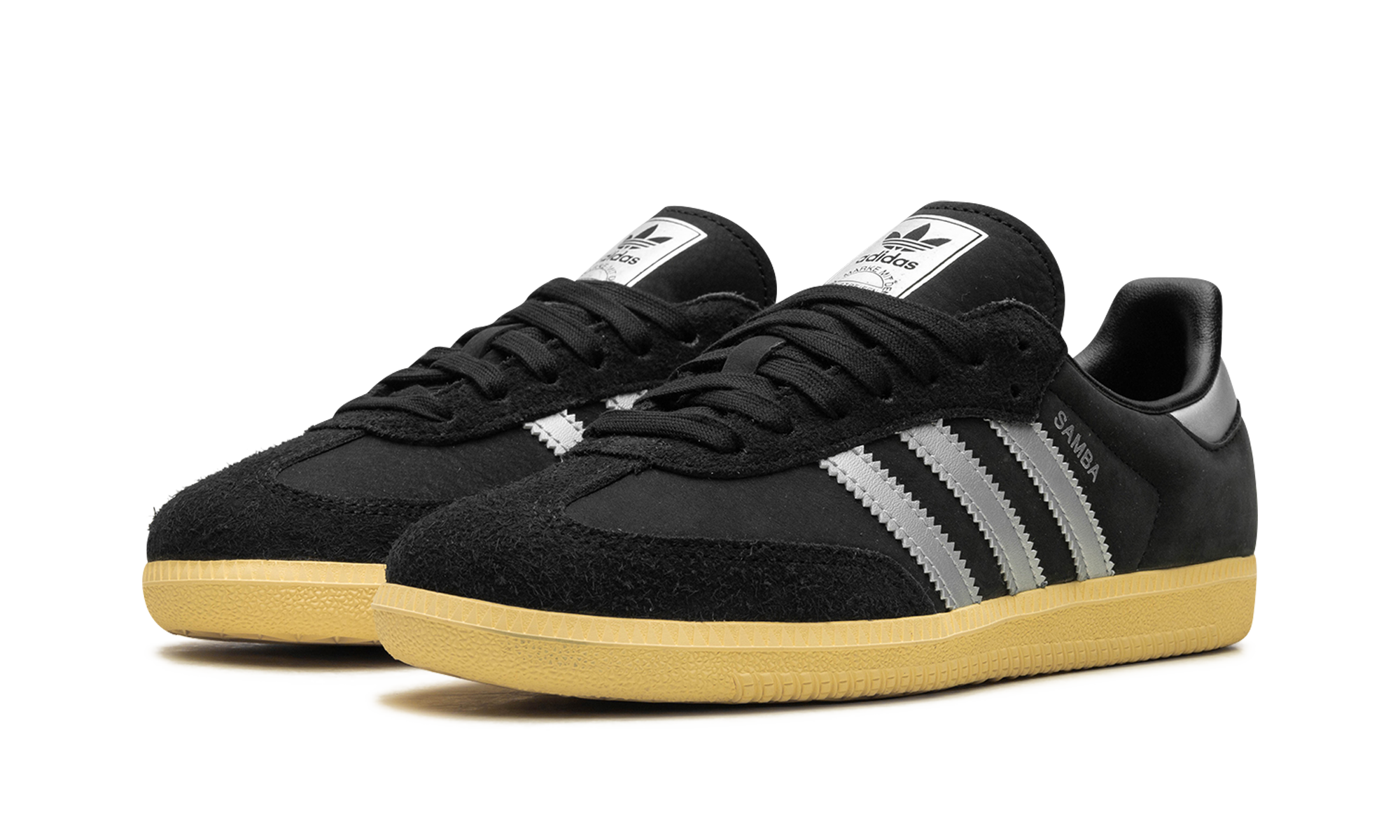 adidas samba og black matte silver women s+IE8128+diagnol left view