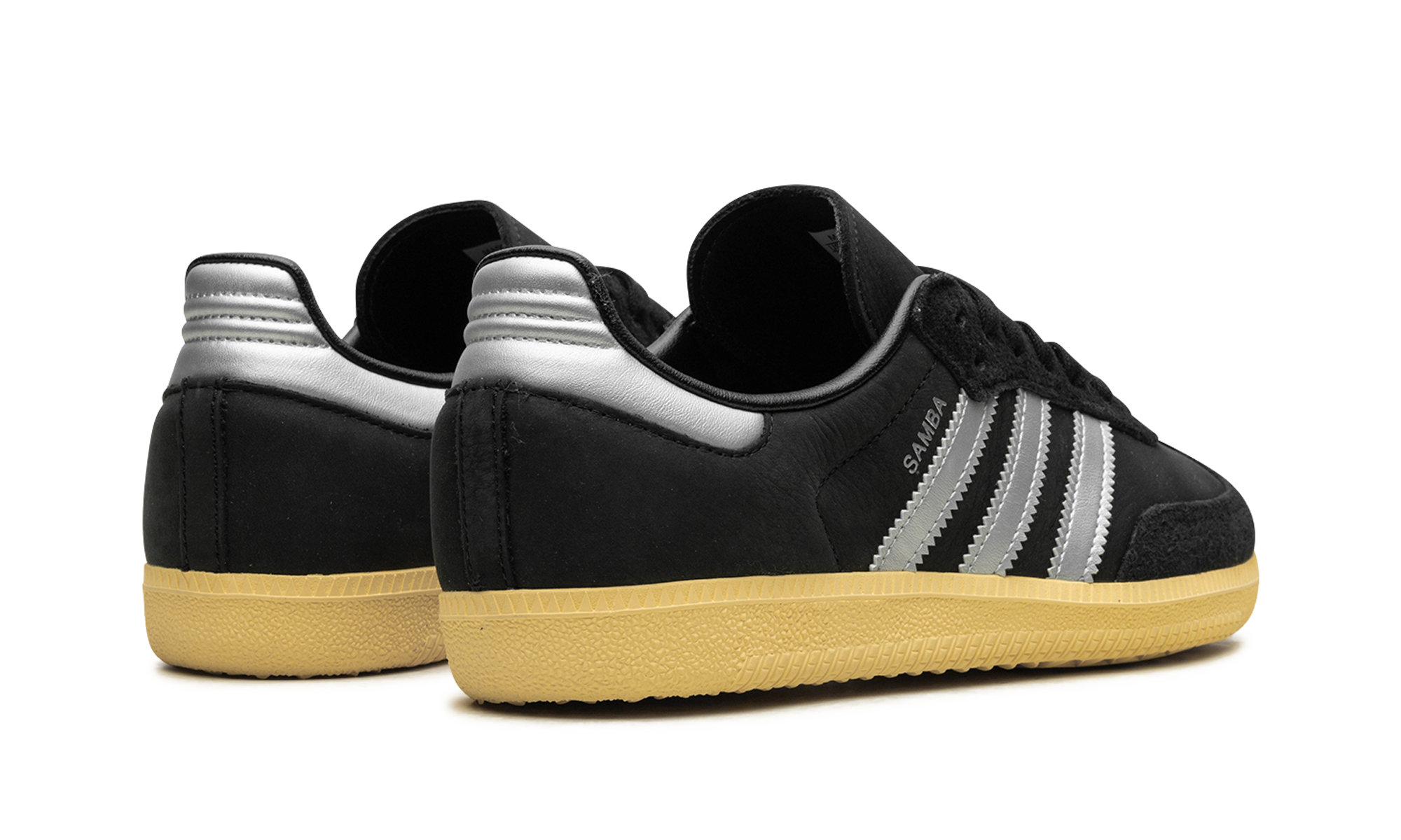 adidas samba og black matte silver women s+IE8128+diagnol right behind view
