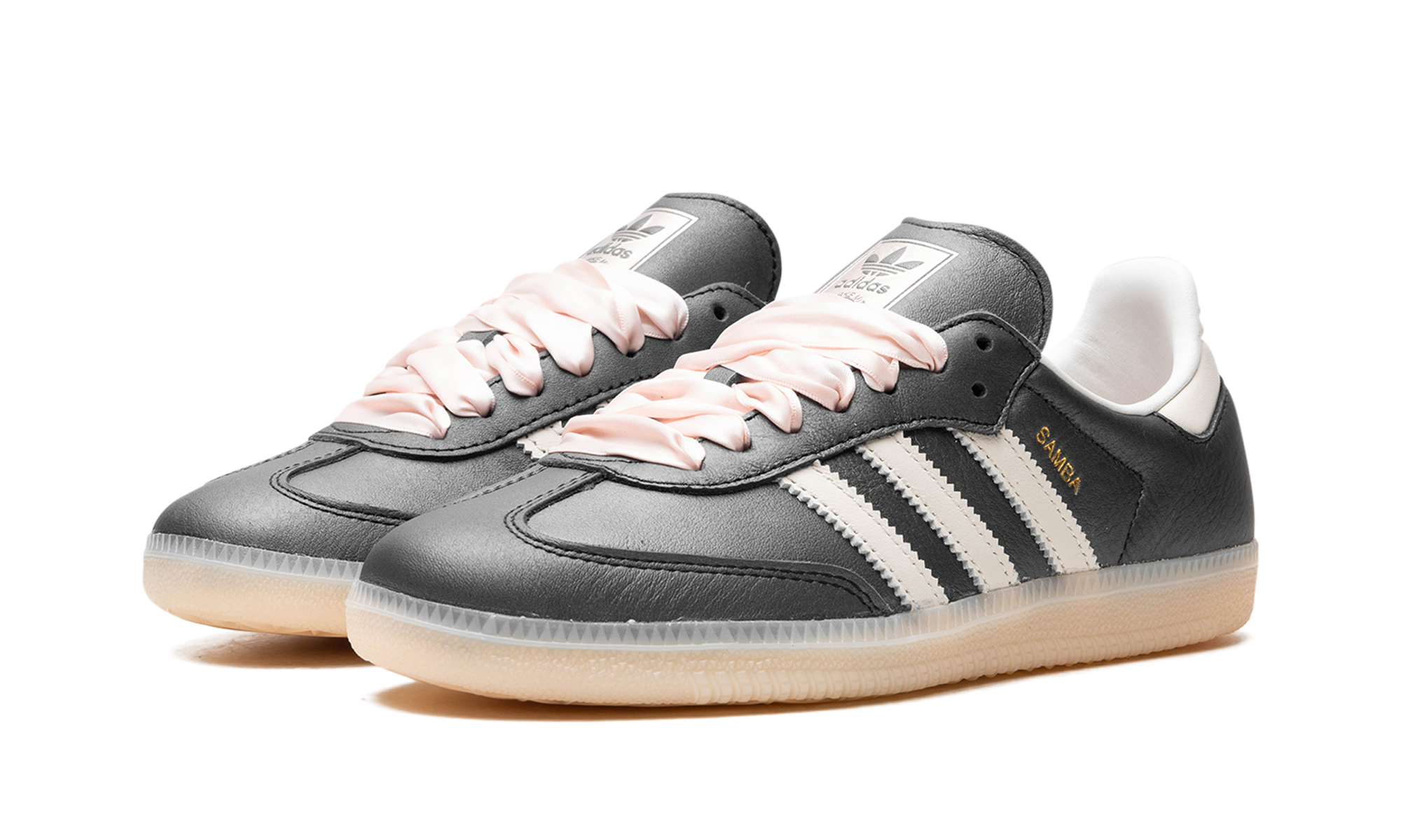 adidas samba og black pink ribbon laces women s+IH8047+diagnol left view