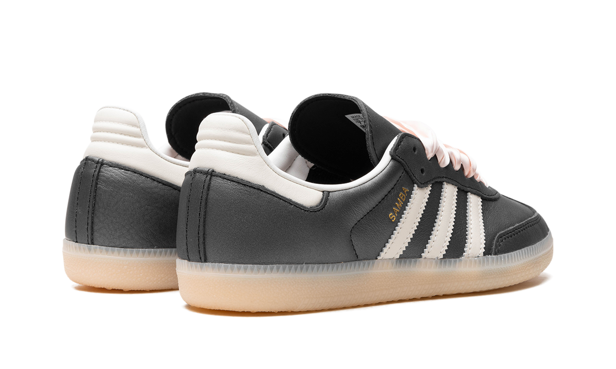 adidas samba og black pink ribbon laces women s+IH8047+diagnol right behind view