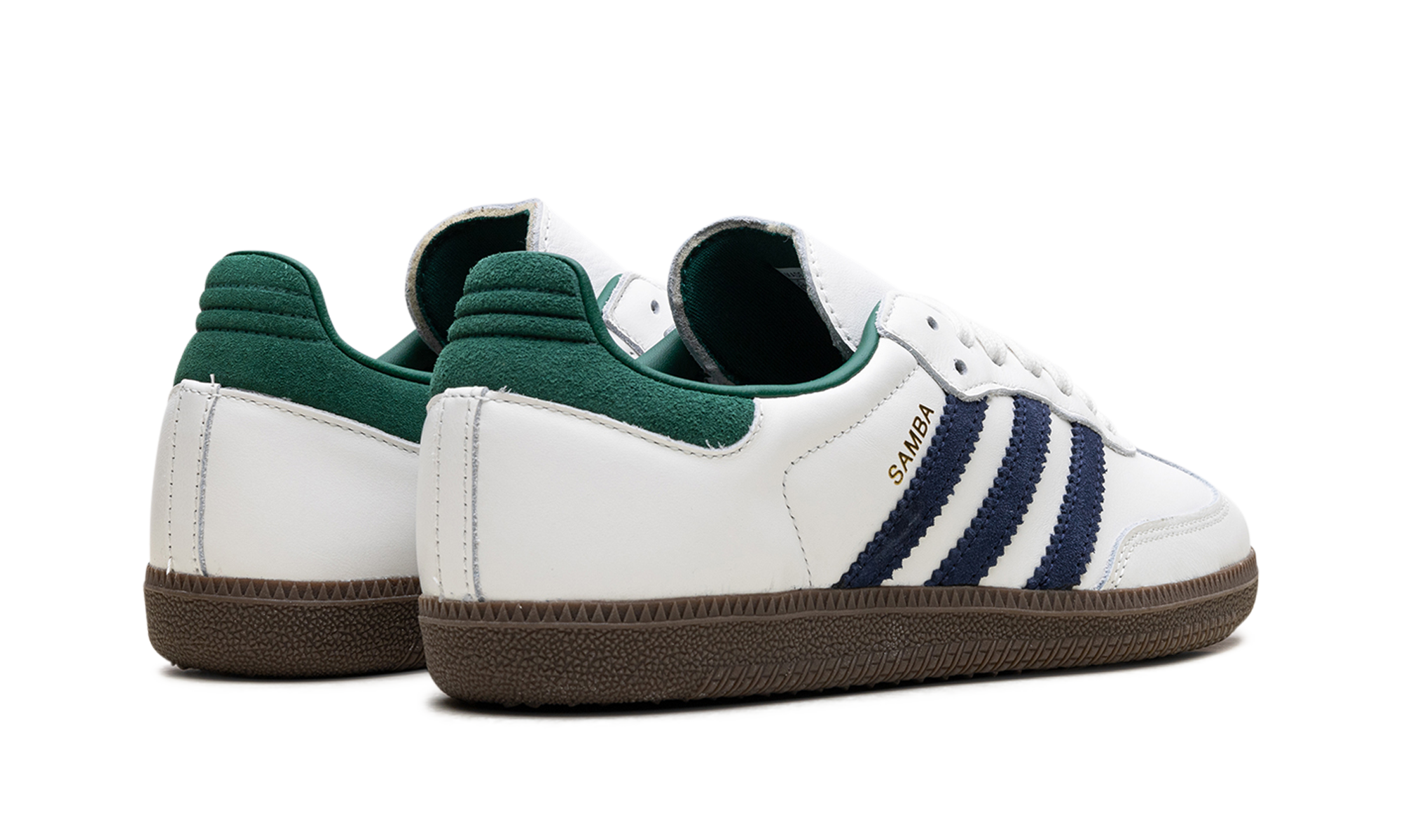 adidas samba og black white collegiate green+IH4882+diagnol right behind view