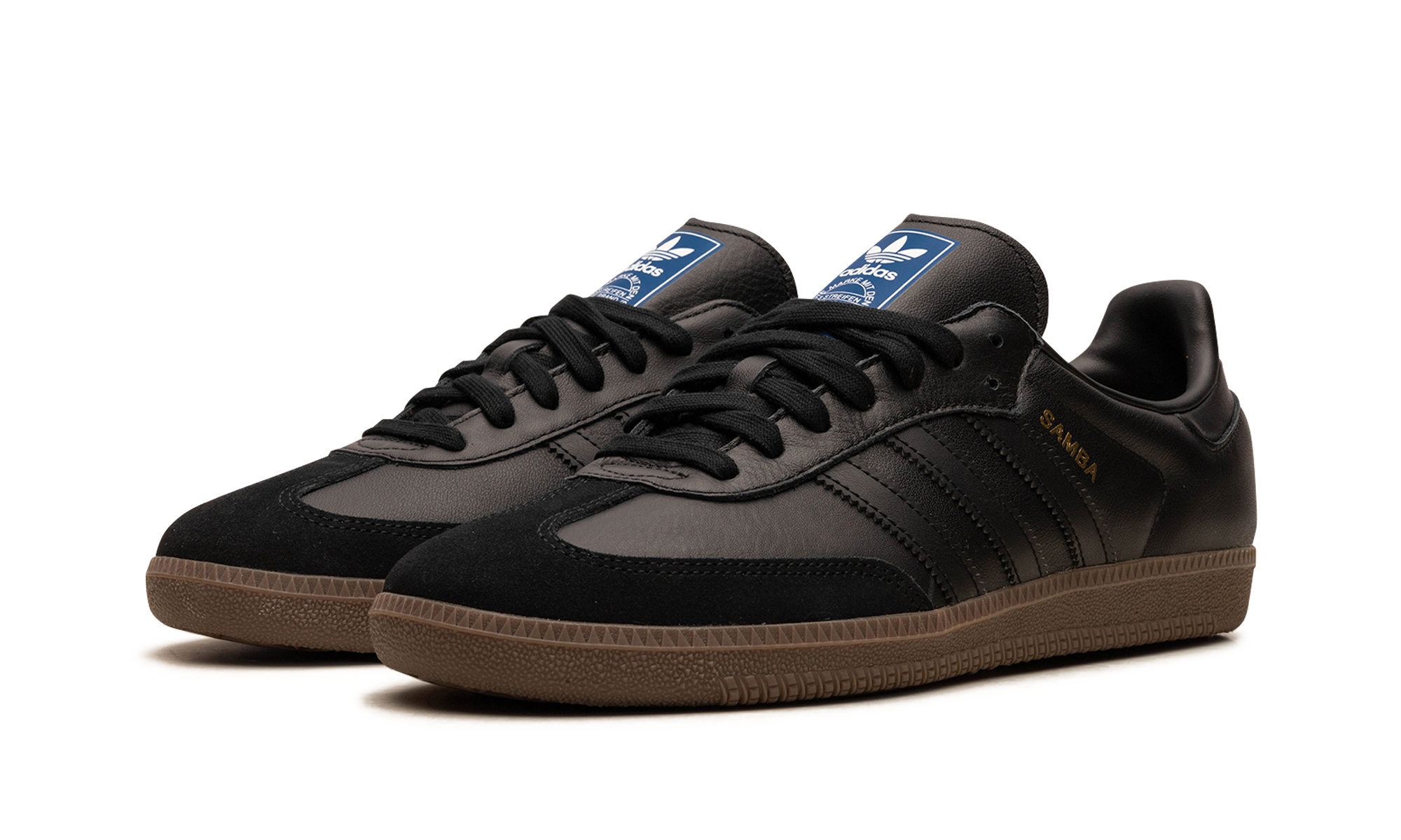 adidas samba og core black gum+IE3438+diagnol left view